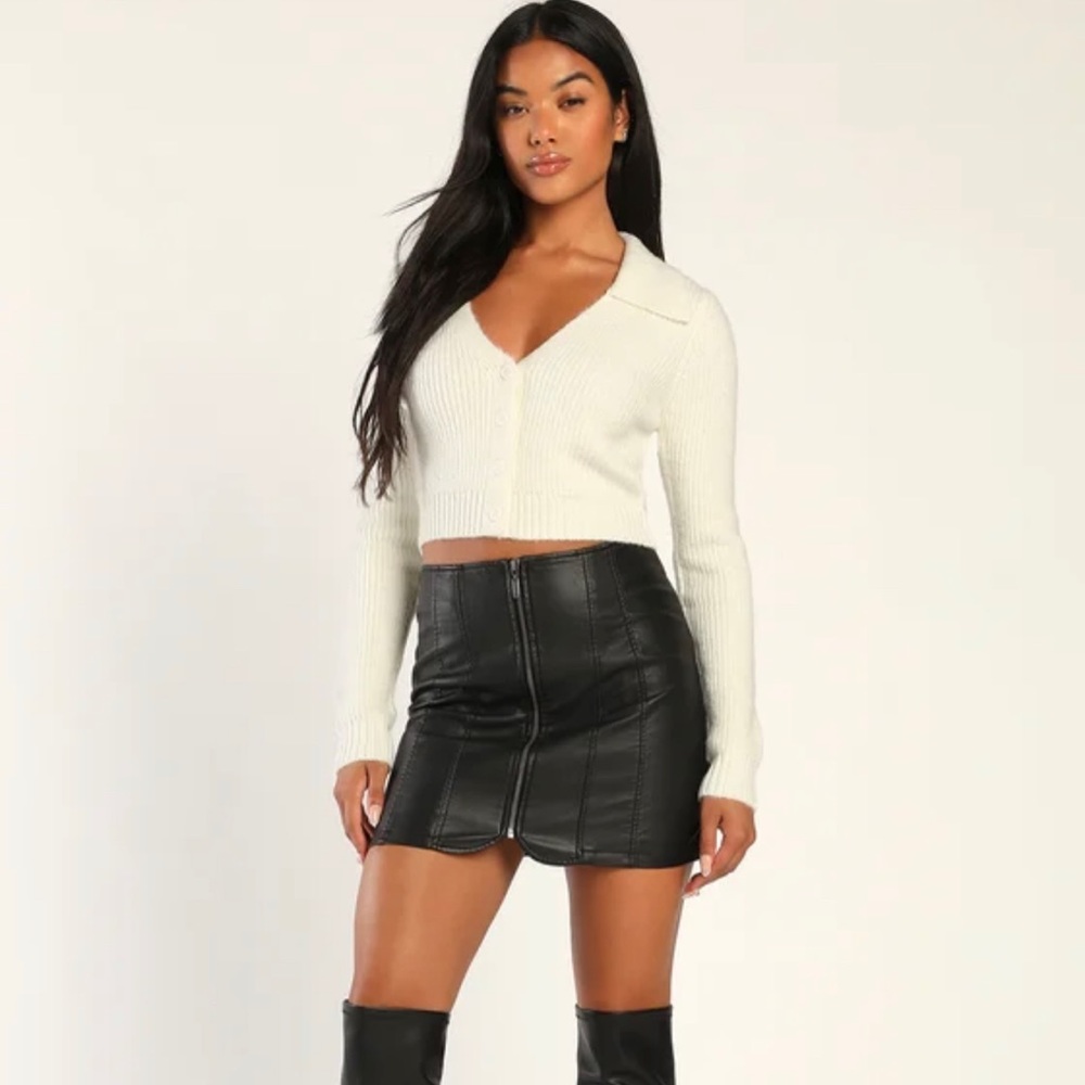 Free People Women's Layla Faux-Leather Zip-Front Mini Skirt